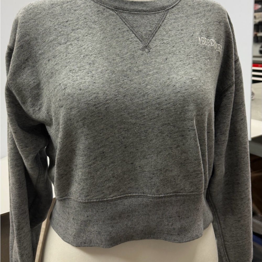 Abercrombie & Fitch Women's Gray Cropped Neck Sweatshirt Size Medium - Picture 1 of 8